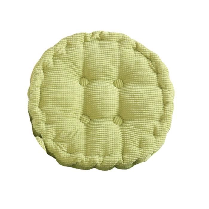 Galette de Chaise Doux Épais Velours Côtelé Coussin de Chaise 50x50cm Rond-Vert
