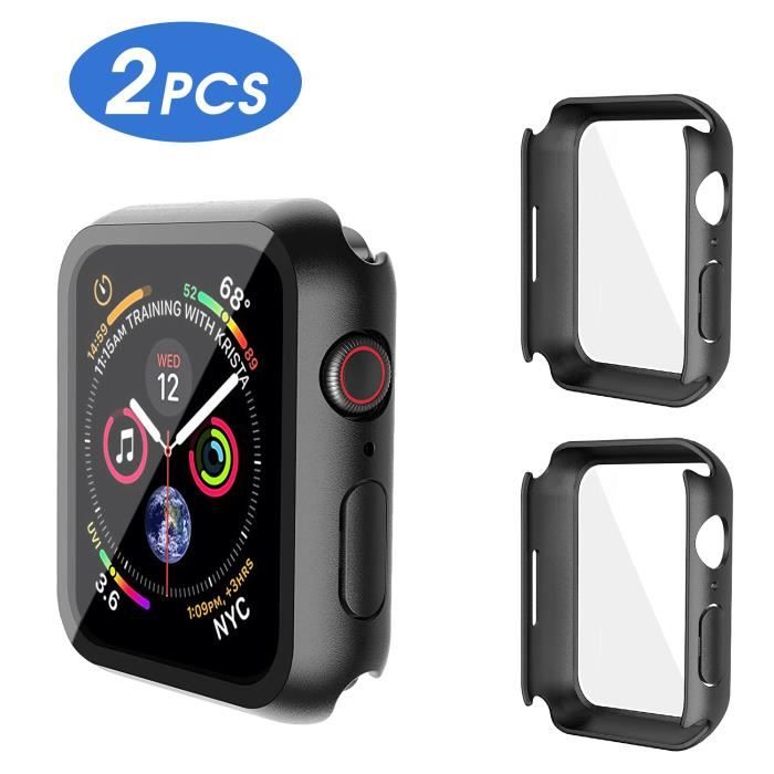 2pcs Coque Protection pour Apple Watch 7 45mm HD Clear Blackview Case de Protection en Verre Trempé Intégré pour iWatch Series 7 Noi