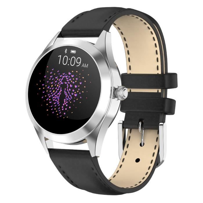 KW10C Femmes Montre connectée,Surveillance de l'exercice Message de rappel Étanche Surveillance de la fréquence cardiaque - Noir