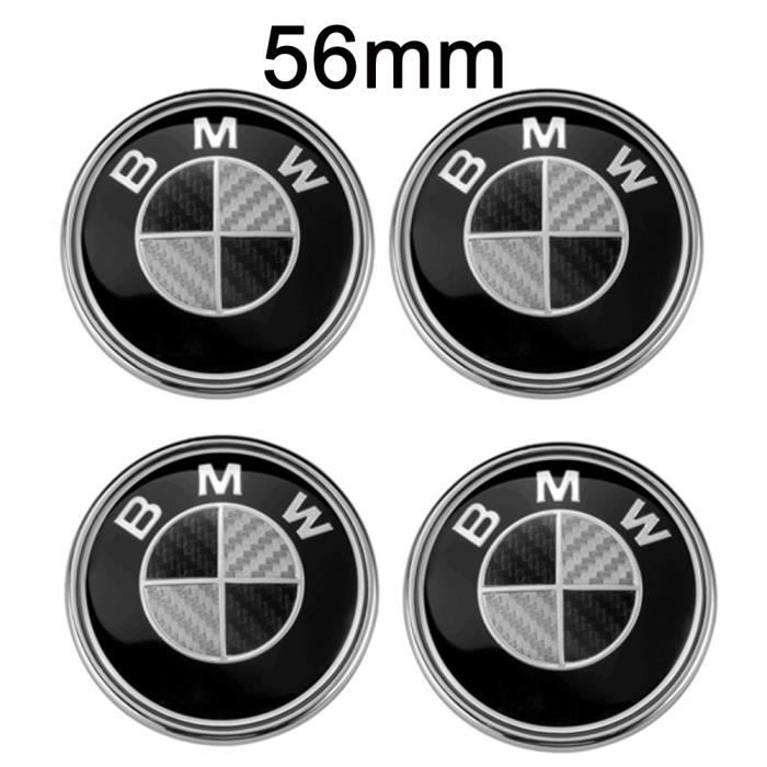 4PCS Logo BMW OD56mm Centre De Roue Cache Moyeu Jante Fibre de carbone noir gris insigne