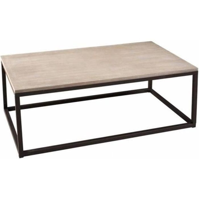 Table basse industrielle rectangulaire 115 x 65 cm LEA en bois de paulownia et en métal - bois Inside75
