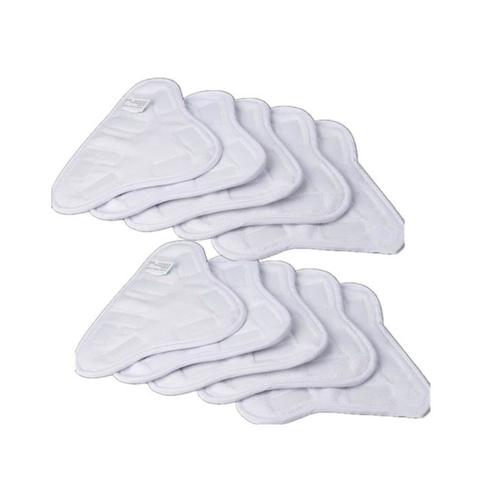 Lot de 10 lingettes microfibres lavables pour Balai Nettoyeur H2O H20 X5 Blanc