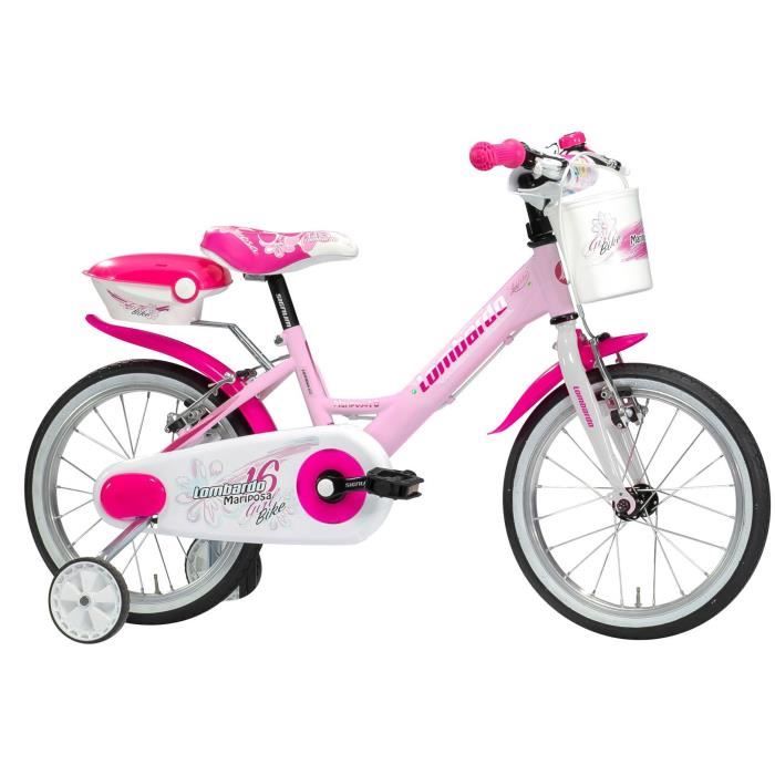 Lombardo Vélo fille Mariposa 16 pouces 23 cm Fille V-Brake Blanc/Rose