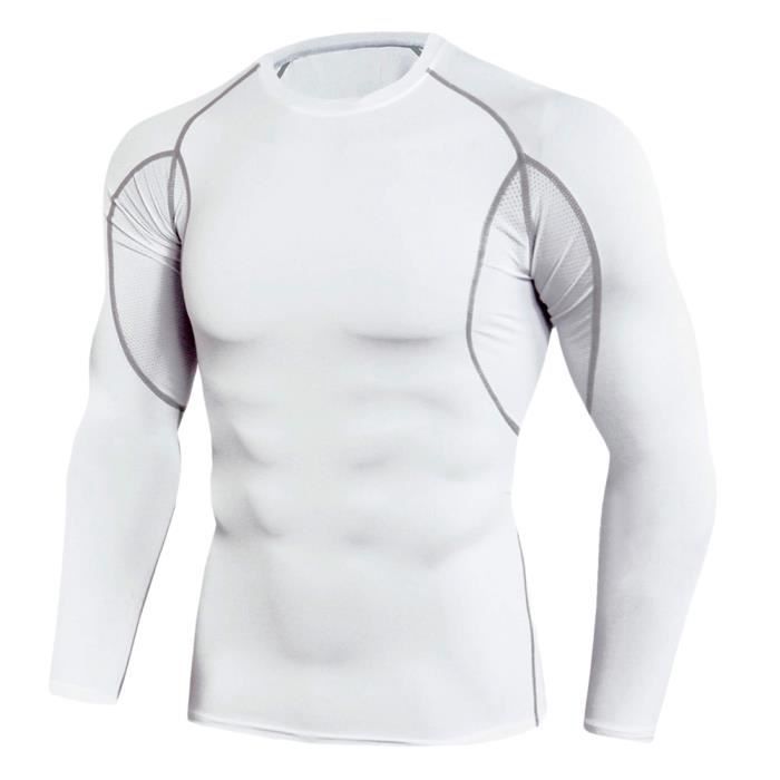 Tee Shirt De Sport Pour Homme Manches Longues Haut De Compression Base Layer Séchage Rapide TC92 XL
