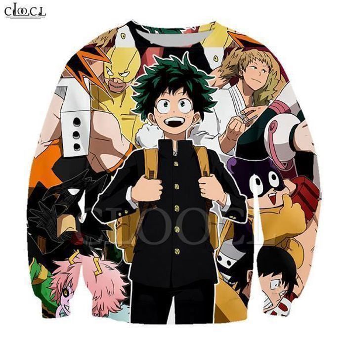Sweat-shirt imprimé 3D homme,Sweat-shirt animé pour filles Toga Himiko My Hero academy, avec avertissement imprimé 3D, pour hommes