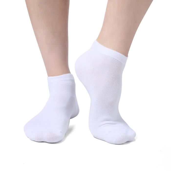 ABI - 10 Paires de Chaussettes Courtes Socquettes Blanc Coton Femme Homme Sans couture