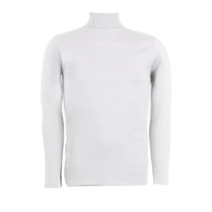 VKA29 Sous-Pull Pour Homme Mod. Col Roulé Slim Fit En Polaire (BLANC M/L)