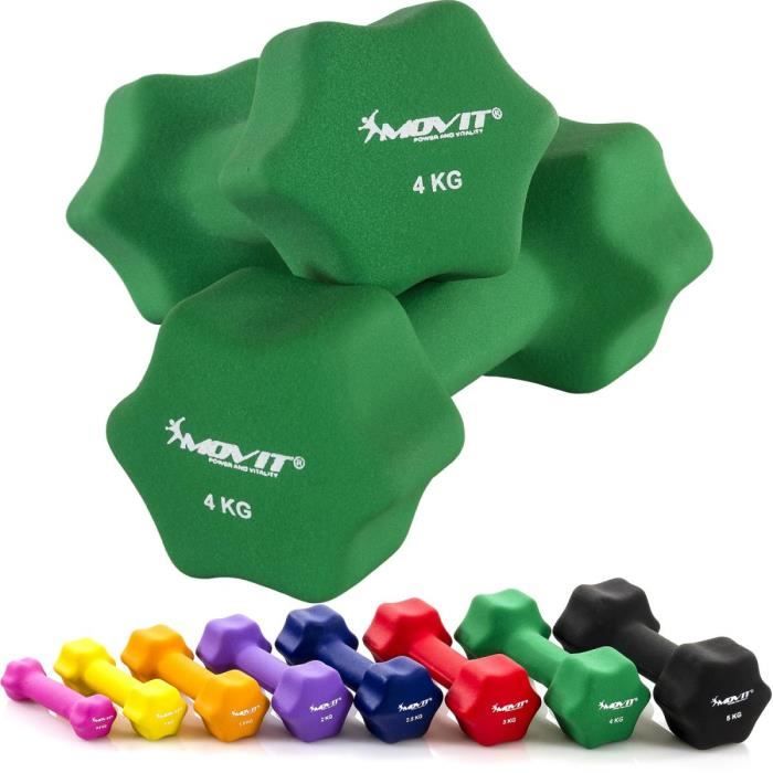 MOVIT Lot de 2 haltères en néoprène vert (2x4kg)