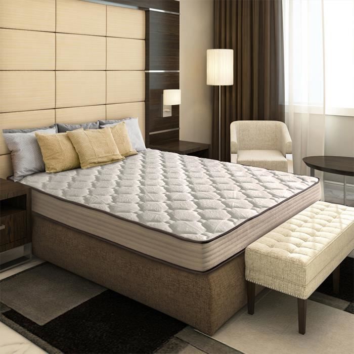 OLYMPE - Ensemble matelas Hésiode avec sommier en métal - 180x200 cm 180 x 200 cm Blanc