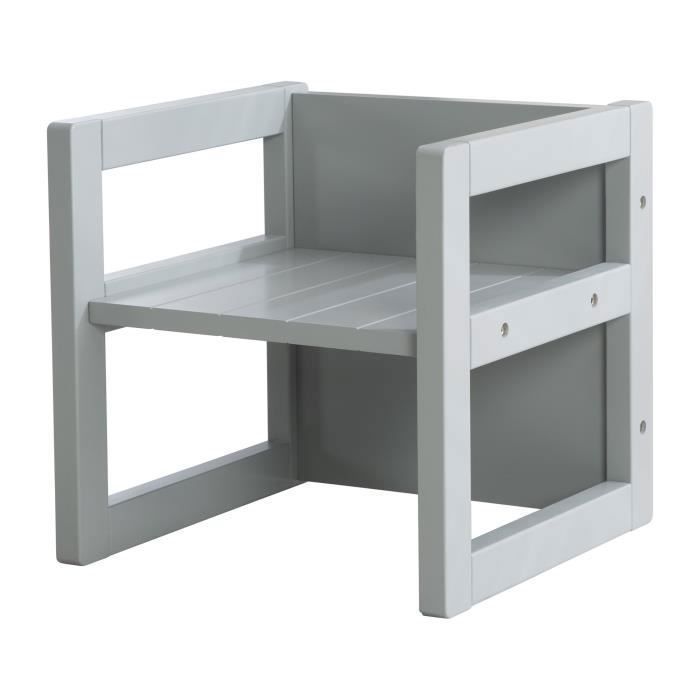 ROBA Tabouret d'enfant au style maison de campagne, tabouret réversible à 3 hauteurs d'assise (gris)