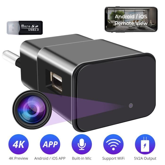 RUMOCOVO® Mini caméra de Surveillance IP Wifi 1080P, dispositif de sécurité domestique sans fil, chargeur USB