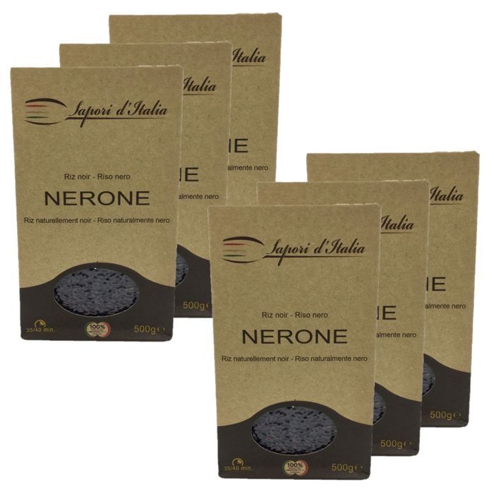 Lot 6x Riz noir Nerone Italie boîte 500g Carton de 12 x 500GR