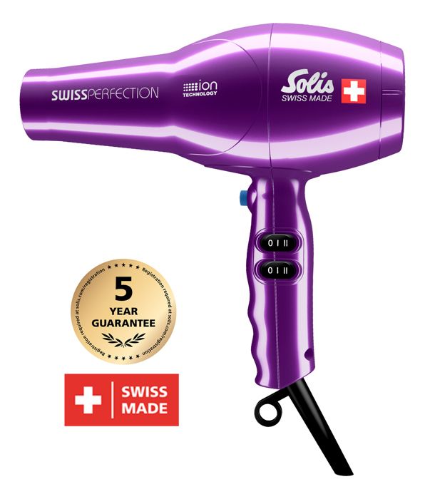 Sèche-cheveux Professionnel - Hair Dryer - Sèche-Cheveux Ionique - Technologie Ionique - Violet - Swiss Perfection 440 Solis
