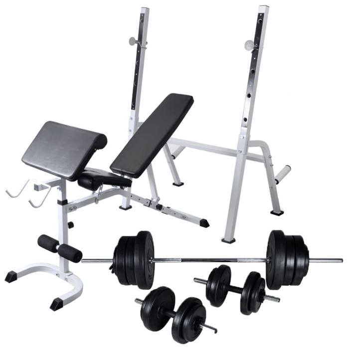 vidaXL Banc d'entraînement et support de poids jeu d'haltères 60,5 kg