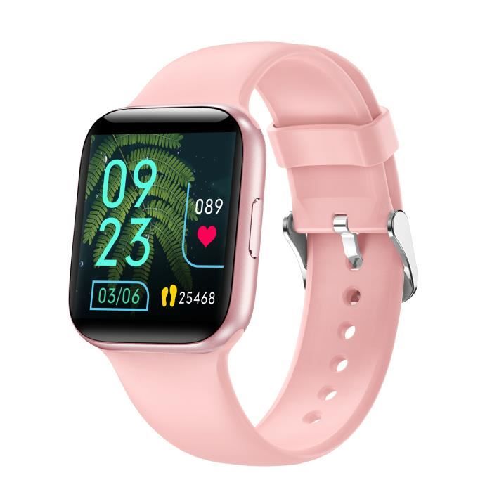 Montre Connectée Femme Rectangle Android 10 Jours Autonomie Smartwatch Sport Étanche IP68 Écran Rectangulaire Tactile Compatible iOS