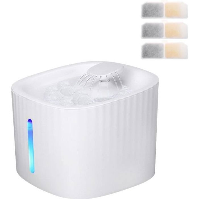 Meilleurs prix pour 3L Fontaine Eau pour Chat Chien Automatique Voyant LED Avec 3pcs Filtre Silencieuse blanc FONTAINE A EAU