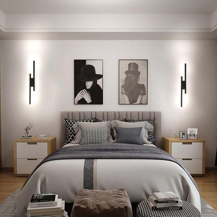 WOTTES Applique Murale Intérieure LED Créative Longue Parallèle Lampe Moderne Lumière froid Acrylique Luminaire Noir 4PCS