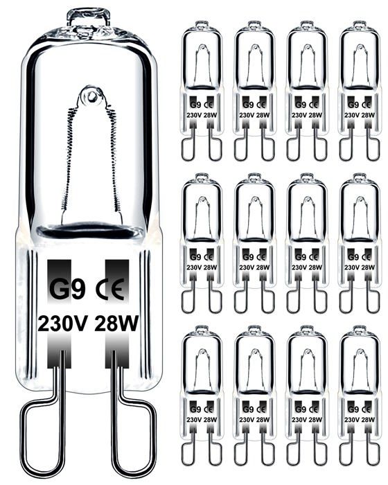 Ampoule G9 28W 230V Dimmable Blanc Chaud Ampoule Halogène G9 Tolérance de 300°C Ampoule Four G9 Lot de 12
