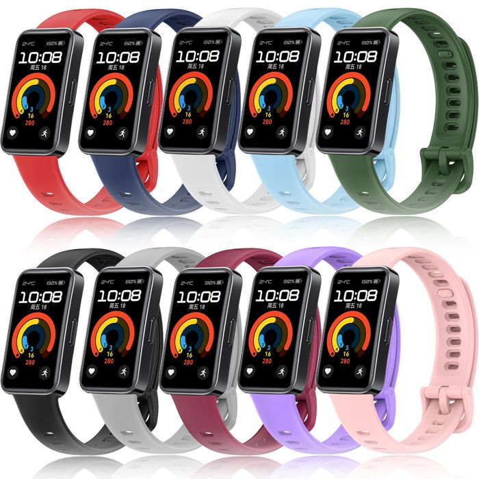 10 Pièces Rechange Bracelets Compatible avec HUAWEI Band 9 et HUAWEI Band 8 Bande Bracelet de Remplacement pour Homme Femme