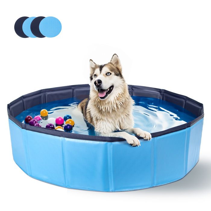 Comparer les prix de Nobleza - Piscine pour Chien, Rigide Bassin Chien, Baignoire Pliable pour Petit et Grande Chien, Chat, 160*30cm Bleu