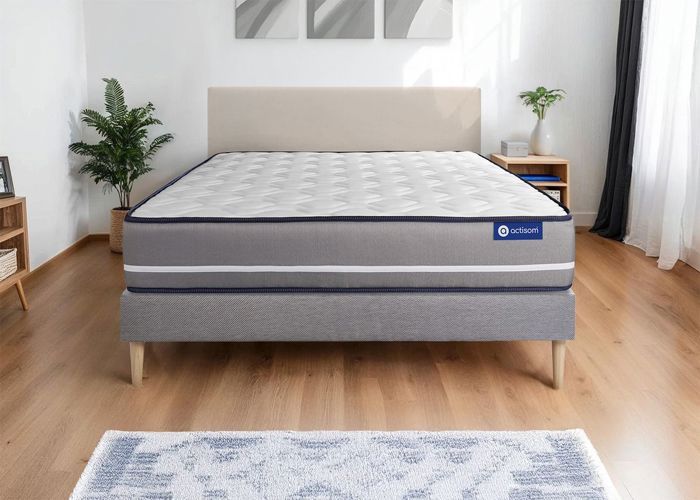Ensemble Matelas Sommier 160x190 cm - Actimemo Pur - Sommier Kit Gris