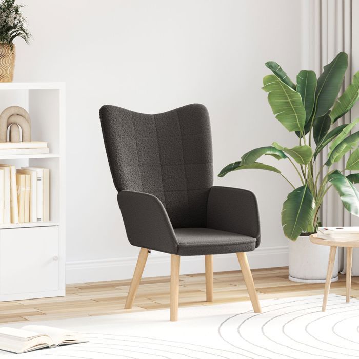 Fauteuil Relaxant - CLOUD - Gris foncé en tissu ressemblant à de la laine bouclée - Taille Moyen EU1264
