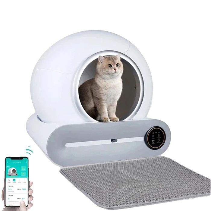 Meilleurs prix pour Bac à litière pour chat auto-nettoyant intelligent contrôlé par application capacité spacieuse de 65L Ensemble de sacs à litière