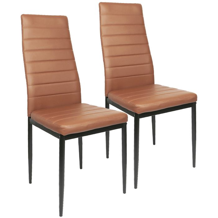 SUPFINE Lot de 2 Chaises Salle à Manger Moderne Chaise de Cuisine en PU avec Dossier Haut Siège Rembourré Pieds en Métal