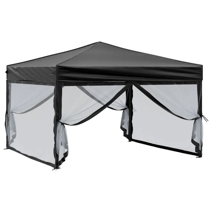 Black Month Tente de réception/Tonnelle - BURKE - pliable desgin - avec parois - Noir 3x3 m LV248