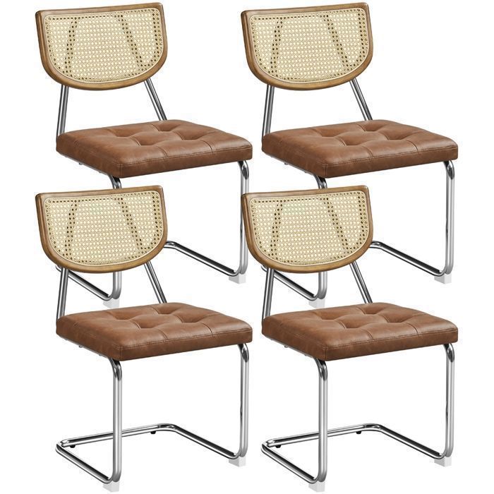 Lot de 4 Chaises de Salle à Manger Modernes Chaises de Cuisine avec Dossier en Rotin Tissé Pied en Métal Brun Rustique YAHEETECH Lot de 4 Chaises de Salle à Manger Modernes Chaises de Cuisine avec Dossier en Rotin Tissé Pied en Métal Brun Rustique YAHEETECH