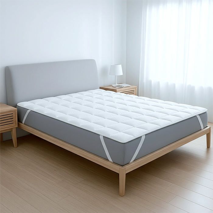 Surmatelas rembourré effet hôtel - THE WHITE STONE - The White Stone - Ouate 500 g/m² - Microfibre respirante - Élastiques coins