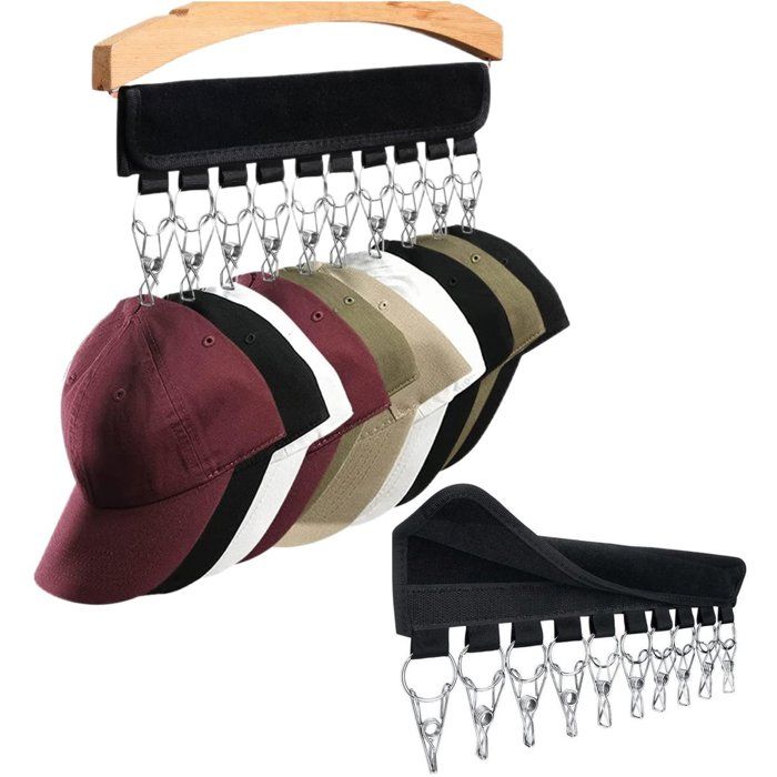 1 pièce - Organisateur de chapeaux avec pinces - Cintre portable - Pour casquettes chapeaux et rangement dans un placard - Noir