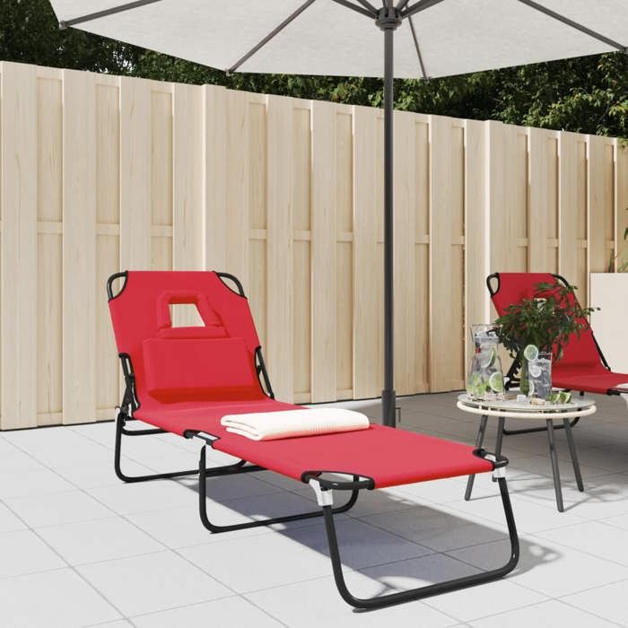 Chaise longue pliante vidaXL Tissu oxford Acier enduit de 5 positions dinclinaison