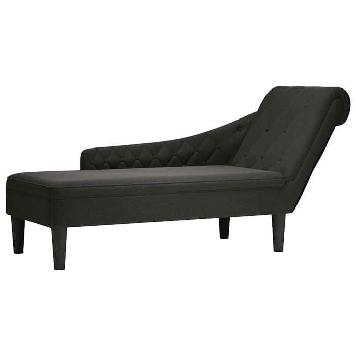 SALE 2026 Fauteuil long Noir - Fauteuil long avec coussin et accoudoir droit noir tissu PRO680899142
