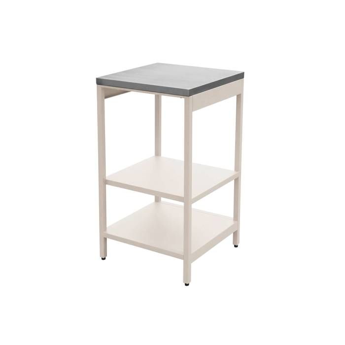 Cuisine dextérieure en acier beige avec 2 étagères L49cm Cuisine dextérieure en acier beige avec 2 étagères L49cm