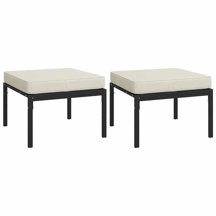 SALE 2026Tabourets de jardin - Pour Salon Balcon - et coussins sable lot de 2 60x60x35cm acier 60x60x35cm 12.15 Kg 4731346