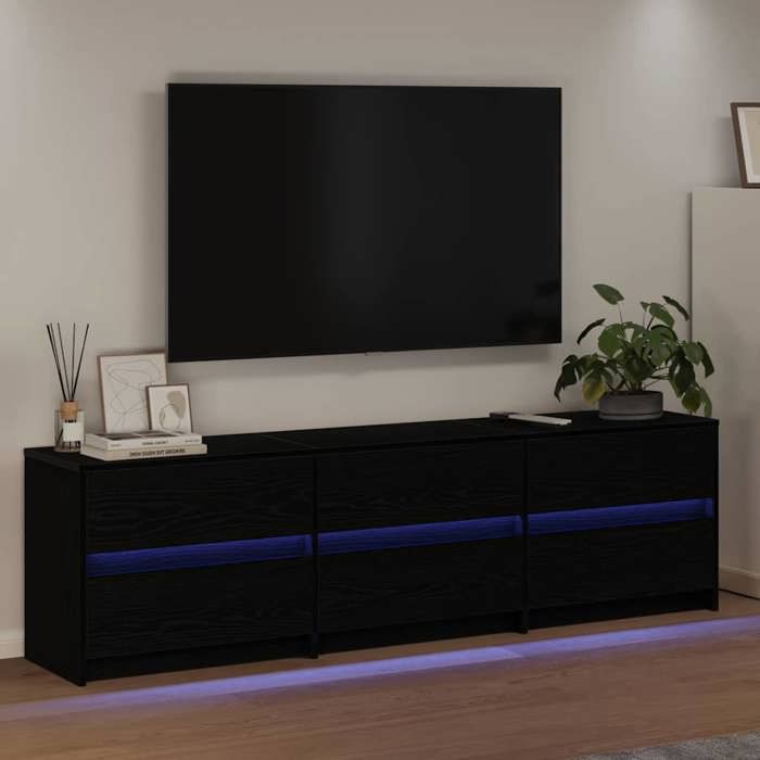 SALE Janvier MODERNE Armoires TV - MGH - Meubles TV 2 pcs - Pour salon - Chêne noir 180x34x50 cm - Bois dingénierie TT4165