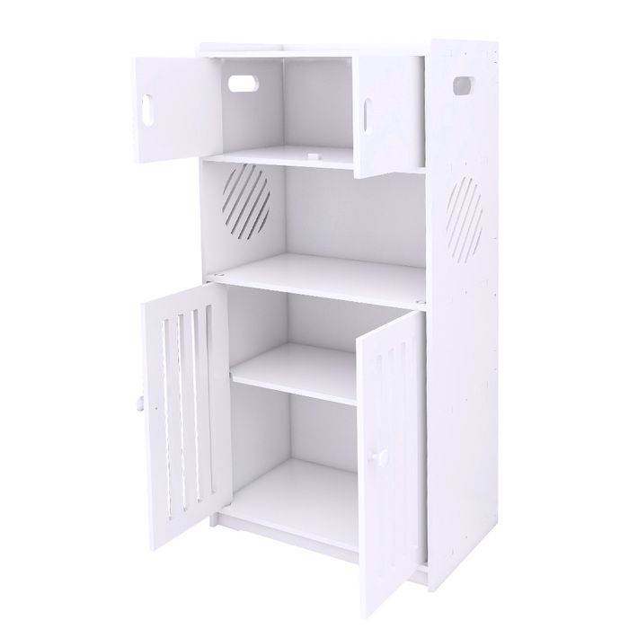 KEDIA Armoire de Salle de bain à 4 Portes Meuble de Rangement pour Salle de Bain avec 4 étagères Armoire de Entrée Cuisine Blanc