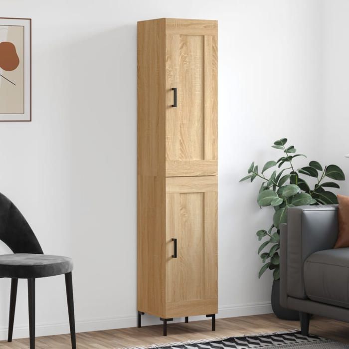 NEW 2026 Buffet haut 1 PC MODERNE Highboard Chêne sonoma 34 5x34x180 cm Bois dingénierie L3161
