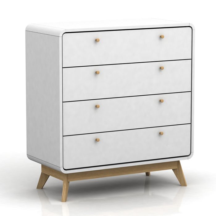 Cassie - Commode à 4 Tiroirs En Mélaminé Blanc