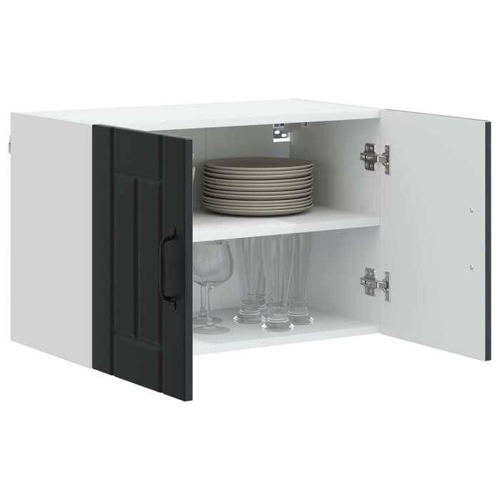 Seasonal SaleMeuble mural 1PC - SHELD - Placard mural/Étagère Flottante - de cuisine Noir 60x31x40cm - bois dingénierie HT891701