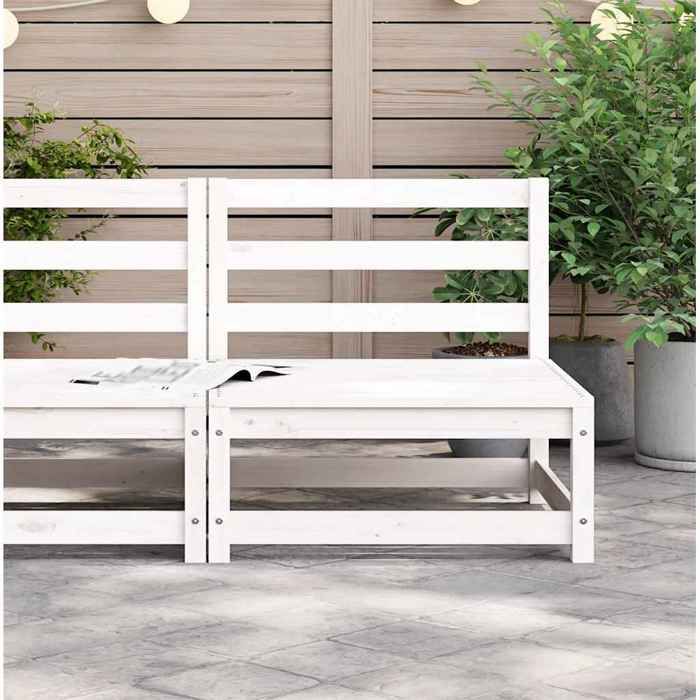 Blanc Siège de jardin -  Canapé de jardin - sans accoudoirs - blanc bois de pin massif C4166