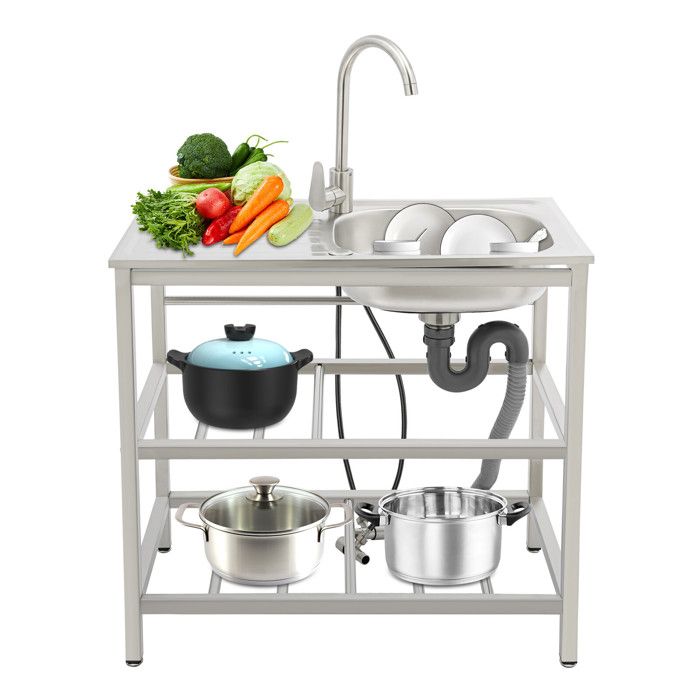 Évier de cuisine en acier inoxydableÉvier de cuisine autonomeMultifonction avec robinetPour lextérieur et le campingrestaurant