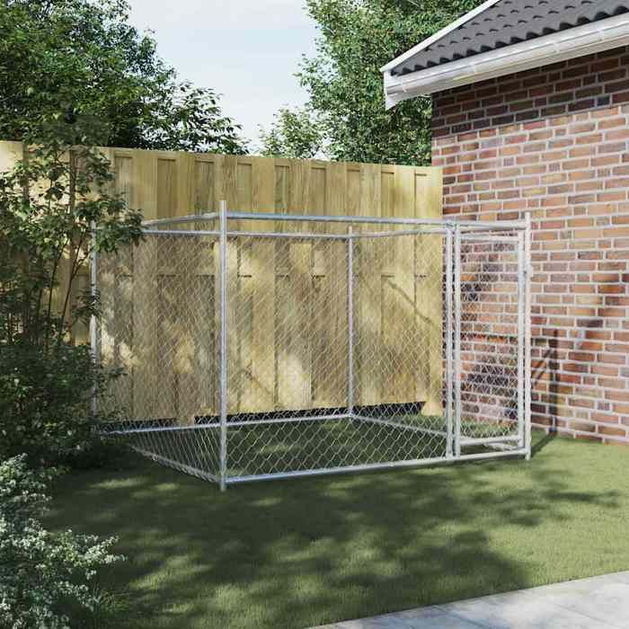 Meuble Déco - Niche/enclos pour chiens - CHICGris Cage pour chien avec porte gris 2x2x15 m - Acier galvanisé luf1162918