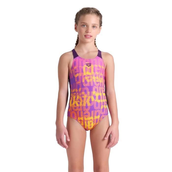Maillot de bain 1 pièce fille Arena V Back - plum multi/plum