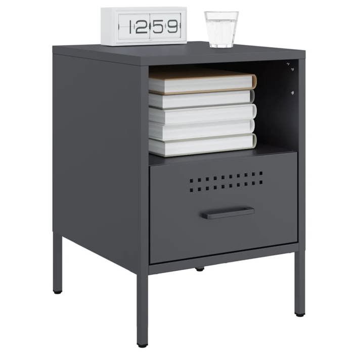{Anthracite}Table moderne - Tables de chevet - Lot de 2 - anthracite 36x39x50 5 cm acier - Cadre robuste_14133