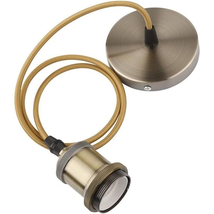 Tigrezy Douille E27 - Lampe suspendue style ancien - Suspension vintage rétro - Câble tressé - Bronze