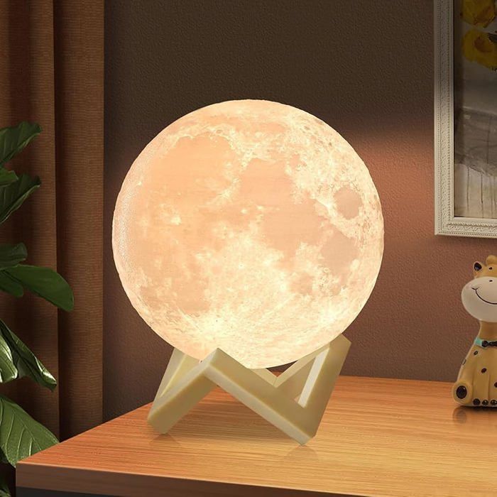 Lampe lune 3D Lampe de lune 2024 Mise à niveau 16 Couleur Distant/Contrôle tactile Cadeaux pour les filles Femmes Petite L