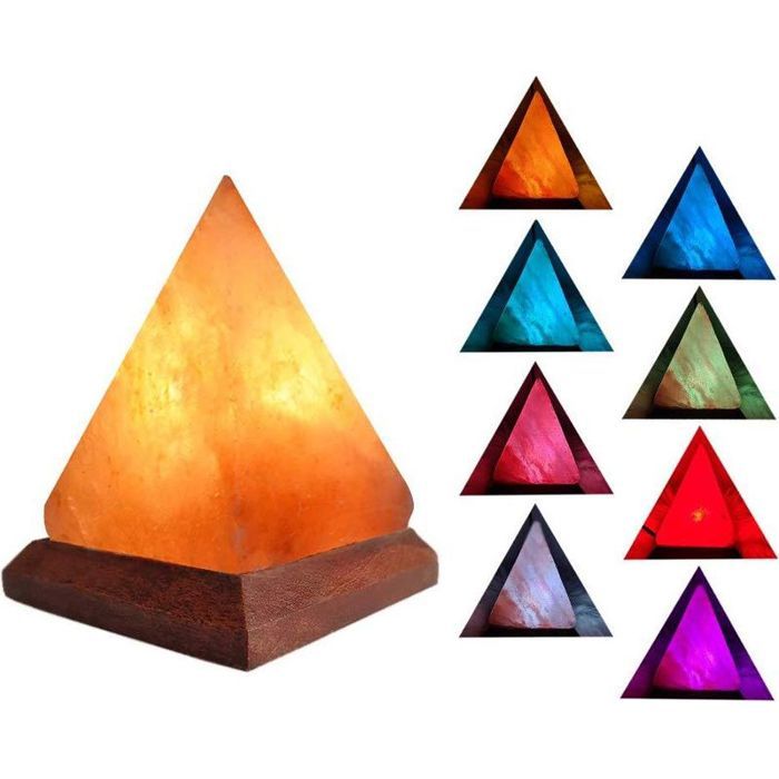 Lampe de sel pyramide - PZCC - Pyramide - LED multicolore - Alimentation USB - Intérieur