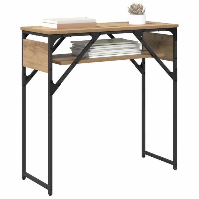 Bureau - vidaXL - Table de travail - Bois ingénierie - Chêne artisanal - 2 étagères - Poids max. 75 kg - 75x30x75cm 398udu60v
